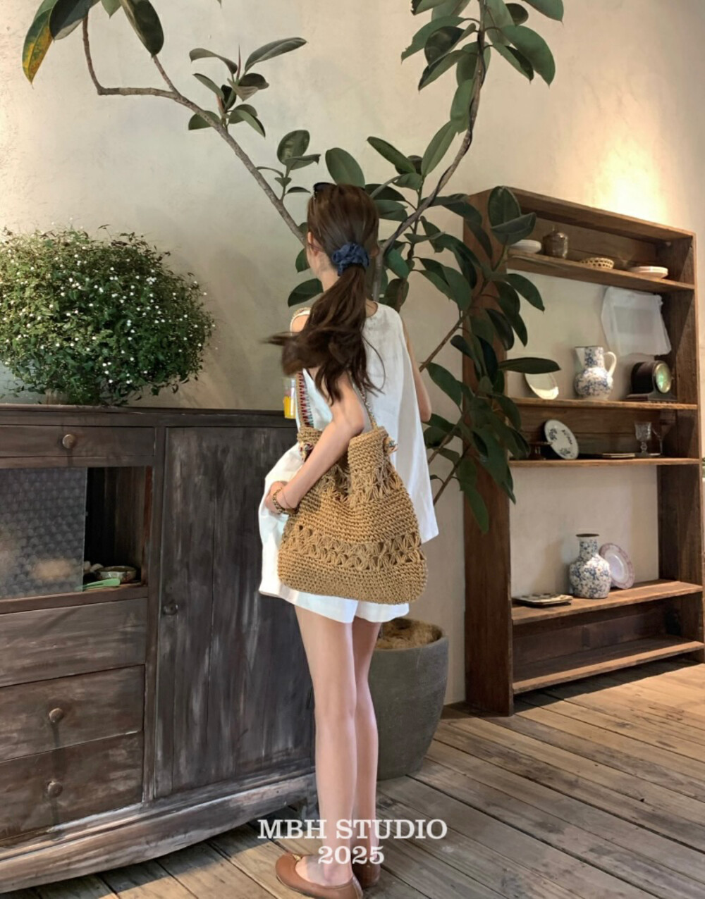 MBH Colorful Woven Strap Handmade Beach Shoulder Bag for Vacation