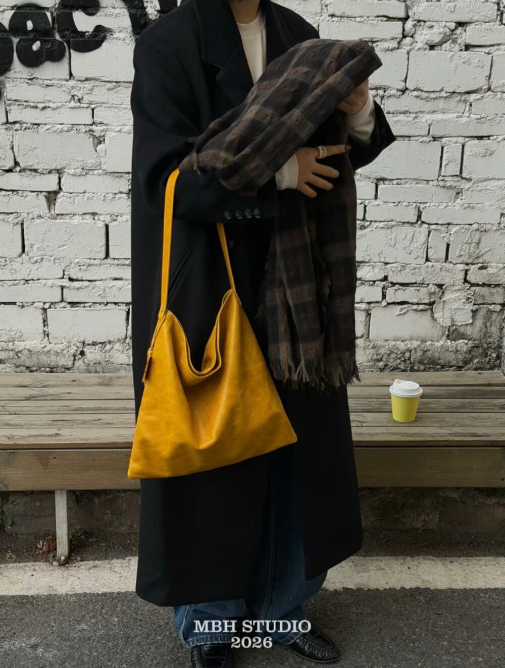 MBH Maple Yellow Top-Grain Waxed Leather Tote Bag Minimalist Relaxed Handbag Shoulder Bag - Image 3