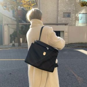 MBH Niche Design Flap Lock Large Capacity Tote Bag Commuter Handbag Crossbody Shoulder Bag