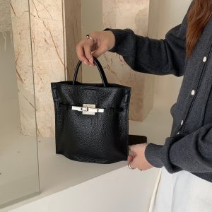 MBH Top Grain Leather Mini Kelly Bag Simple Versatile Genuine Leather Shoulder Crossbody Handbag with Strap