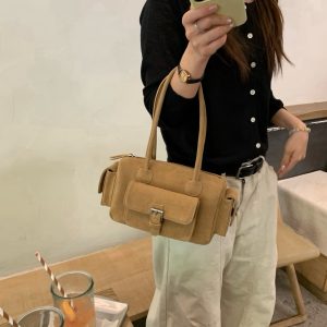 MBH Korean Moto Boston Bag Matte Leather Large Capacity Commuter Shoulder Bag