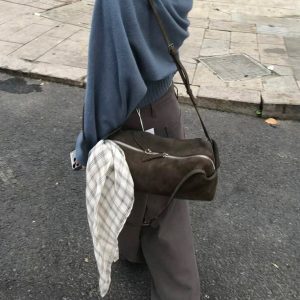 MBH Korean Dongdaemun Matte Genuine Leather Double Ear Boston Bag Fall 2026 Women's Underarm Shoulder Bag
