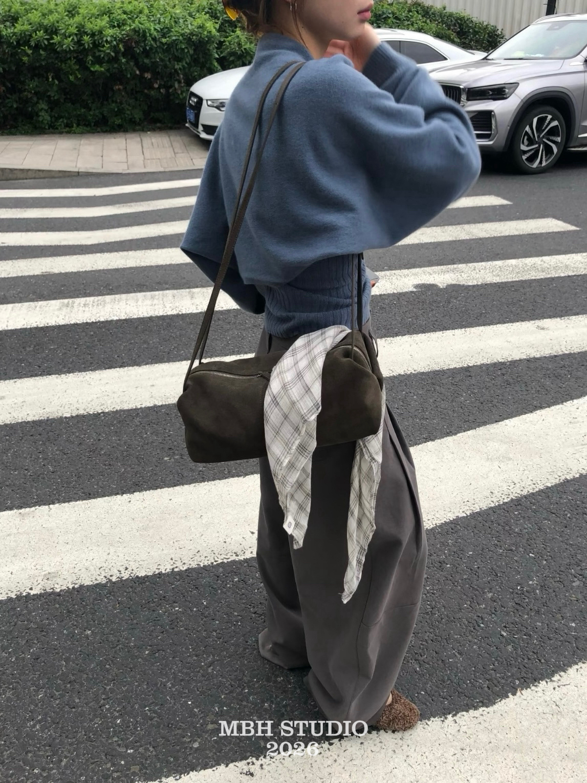 MBH Korean Dongdaemun Matte Genuine Leather Double Ear Boston Bag Fall 2026 Women's Underarm Shoulder Bag - Image 2