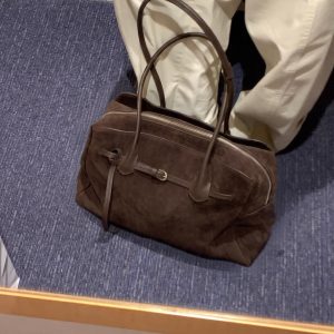 MBH Suede One-Strap Buckle Boston Bag Large-Capacity Commuter Shoulder Bag
