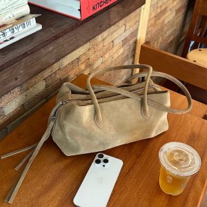 MBH Multi-Compartment Large Capacity Boston Bag Top Layer Cowhide Korean Style Shoulder Bag