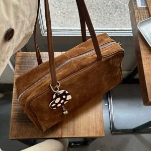 MBH Row Style Matte Leather Fall Winter Large Boston Bag Korean Women's Shoulder Bag