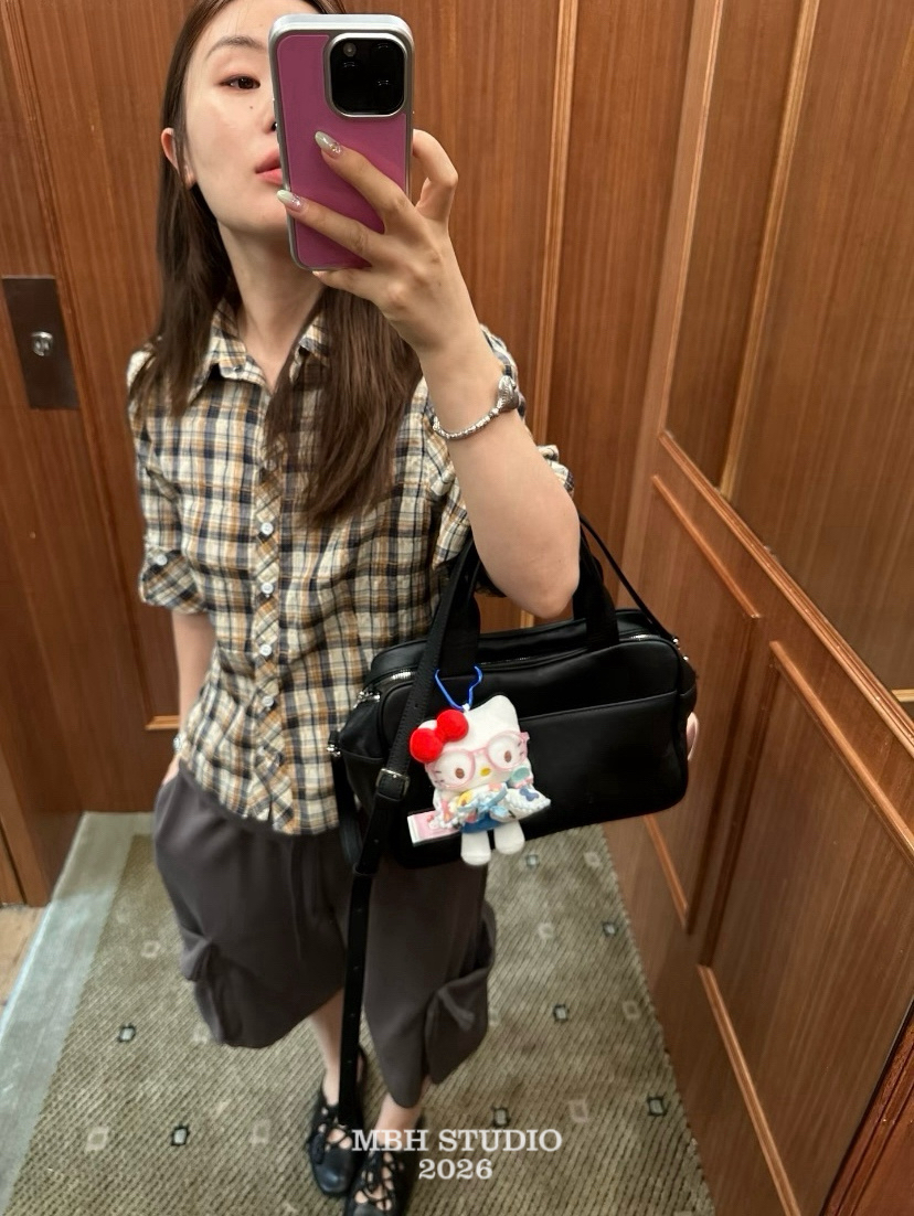 MBH Minimalist Full Grain Leather Boston Bag Large Capacity Commuter Crossbody Handbag with Strap