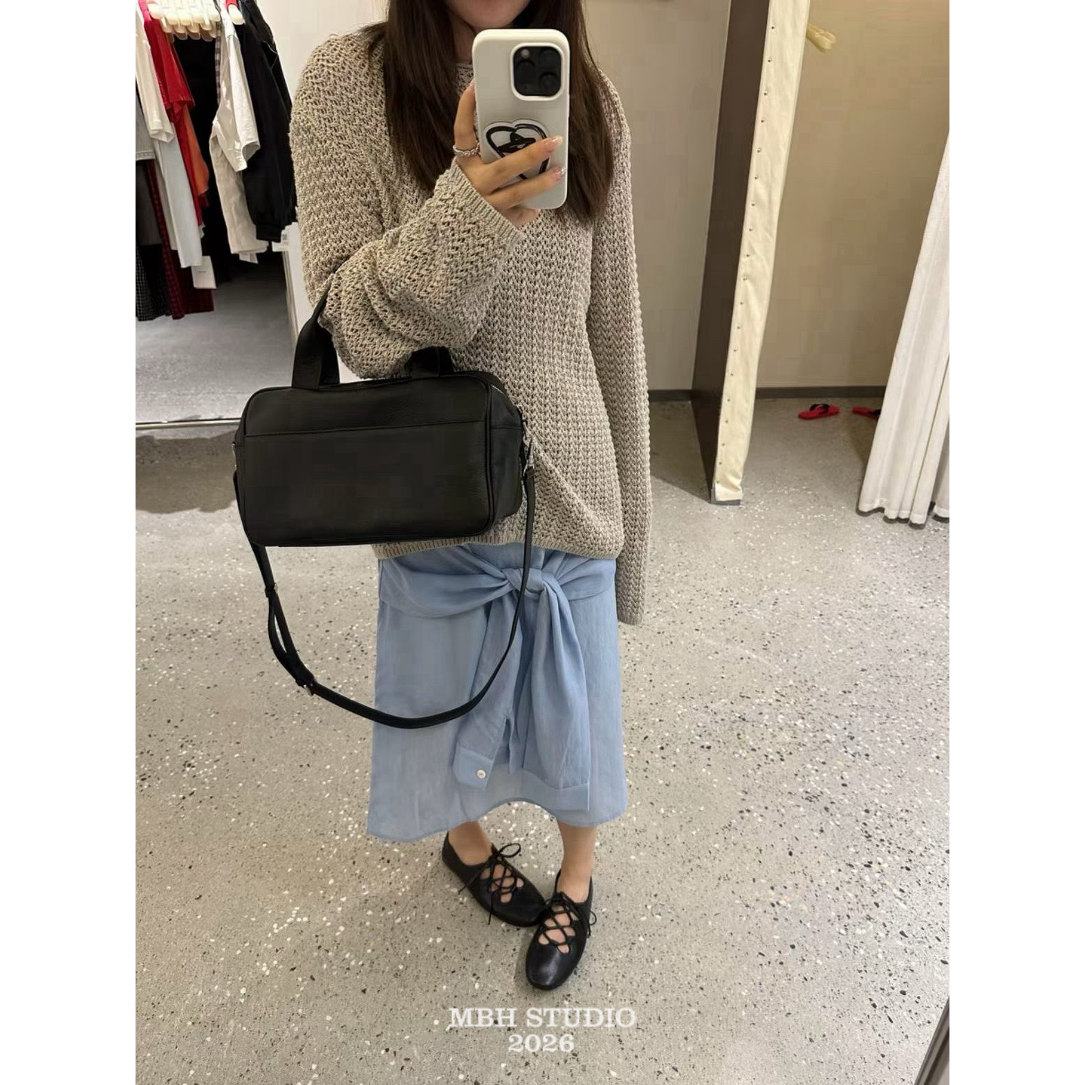 MBH Minimalist Full Grain Leather Boston Bag Large Capacity Commuter Crossbody Handbag with Strap - Image 5